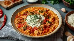 Jednoduchá večeře v pracovní den: pečená kuřecí prsa s paprikou a rýží.